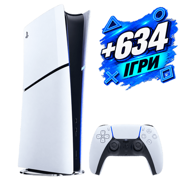 Sony PlayStation 5 Slim Digital Edition + PS Plus Deluxe 12 міс., 1 геймпад (Б/У) 3132256160 фото